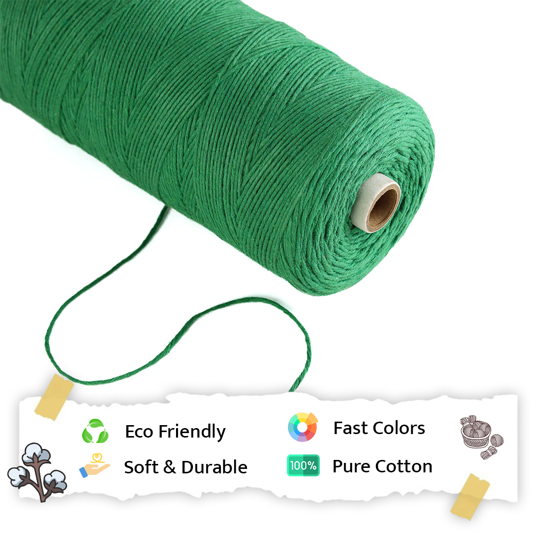 1mm Single Strand | Green | 750 Metres | 1kg Spool | Cotton |No 11