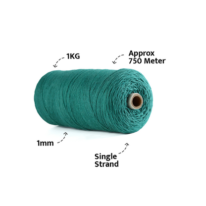 1mm Single Strand | Sea Green | 750 Metres | 1kg Spool | Cotton | No 12