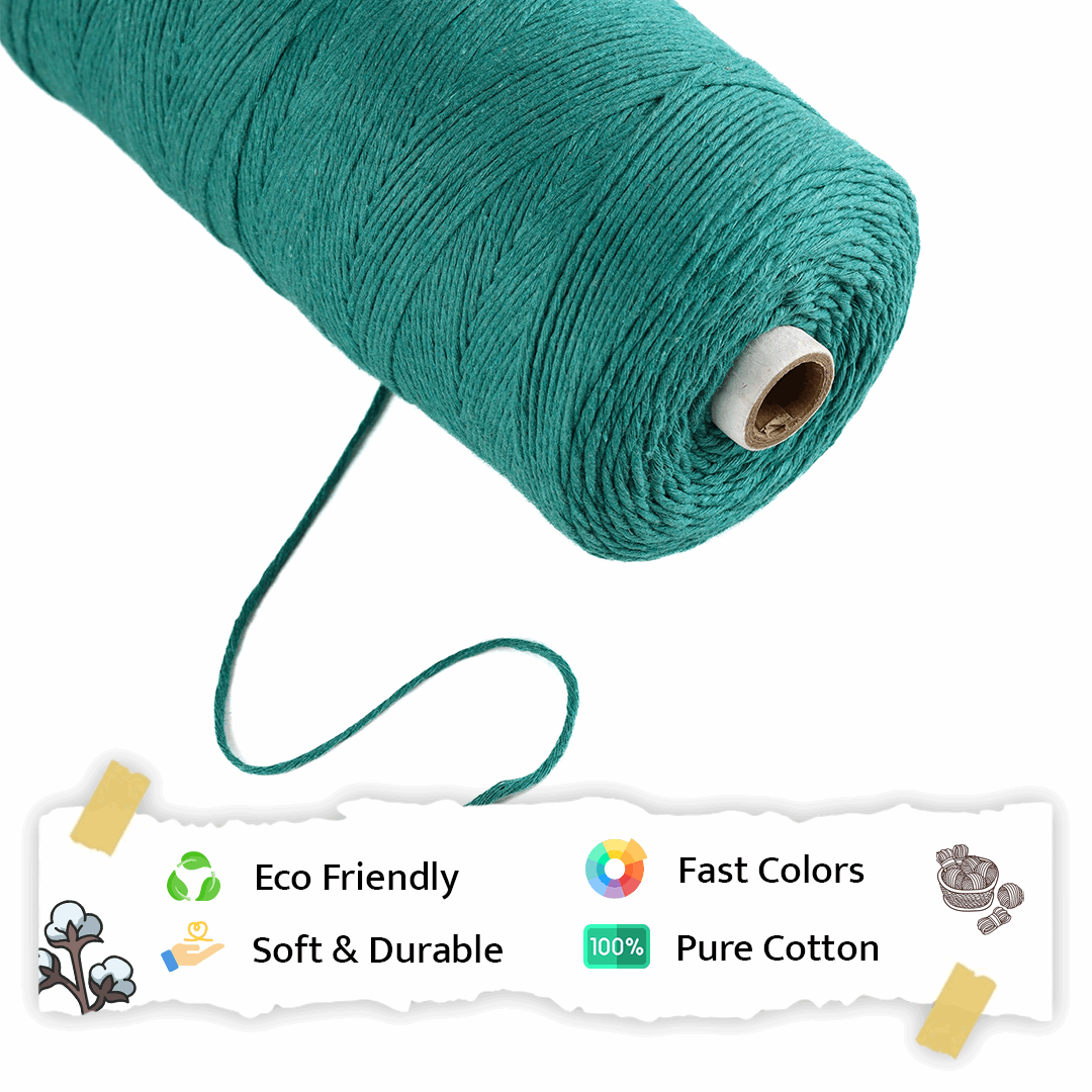 1mm Single Strand | Sea Green | 750 Metres | 1kg Spool | Cotton | No 12
