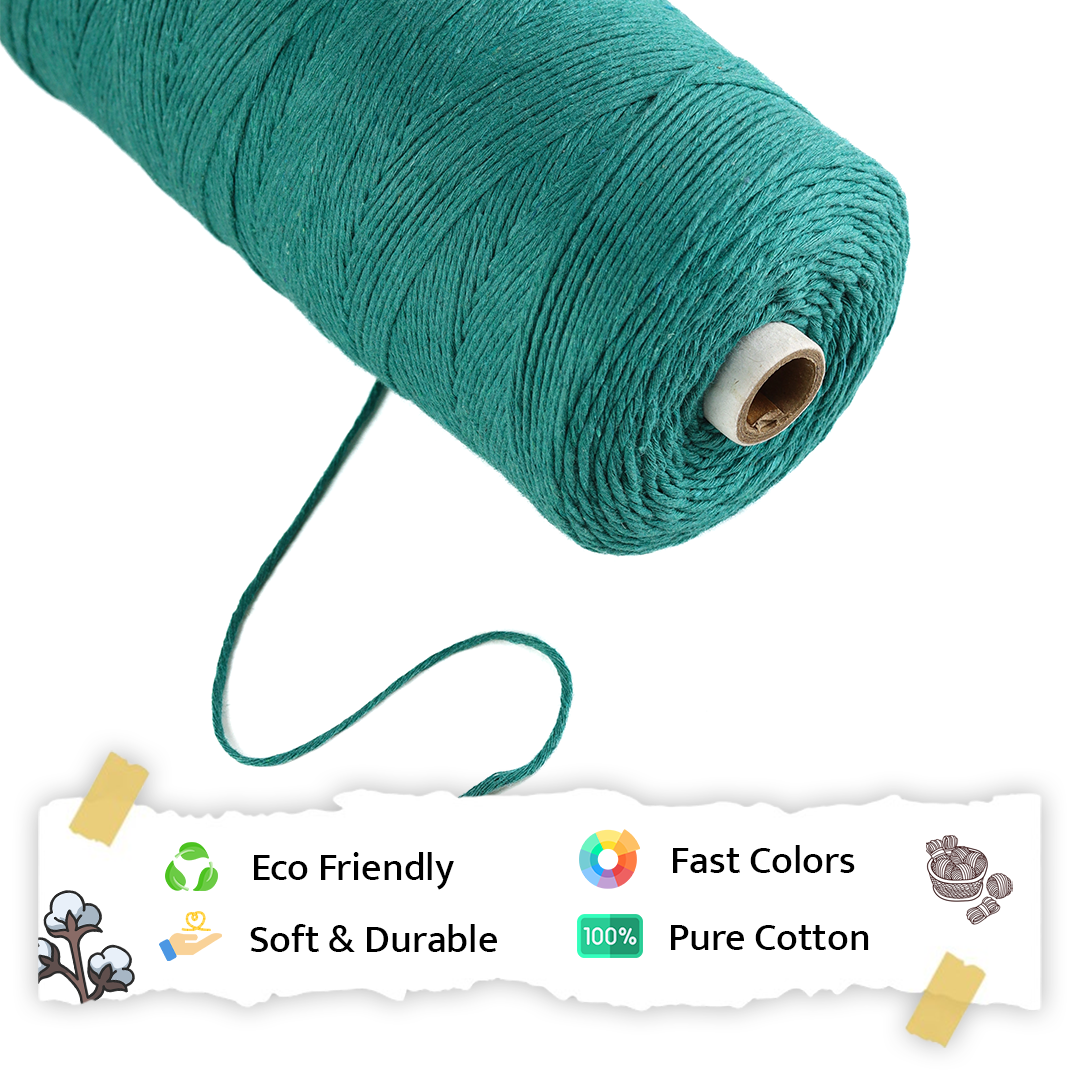 1mm Single Strand | Sea Green | 750 Metres | 1kg Spool | Cotton | No 12