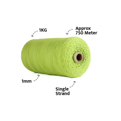 1mm Single Strand | Parrot Green | 750 Metres | 1kg Spool | Cotton | No 13