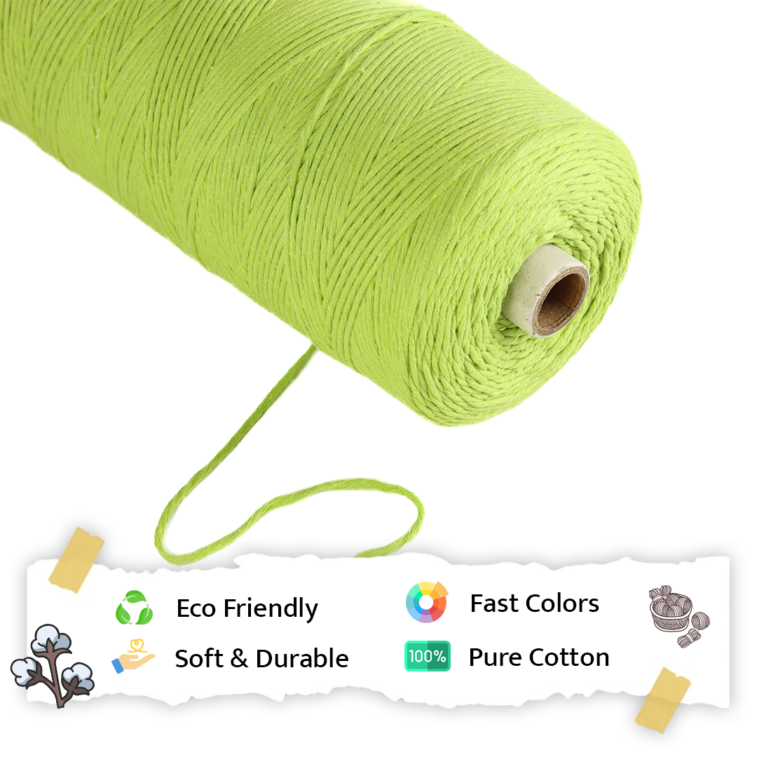 1mm Single Strand | Parrot Green | 750 Metres | 1kg Spool | Cotton | No 13