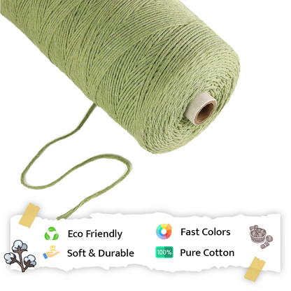 1mm Single Strand | Olive Green | 750 Metres | 1kg Spool | Cotton |No 14