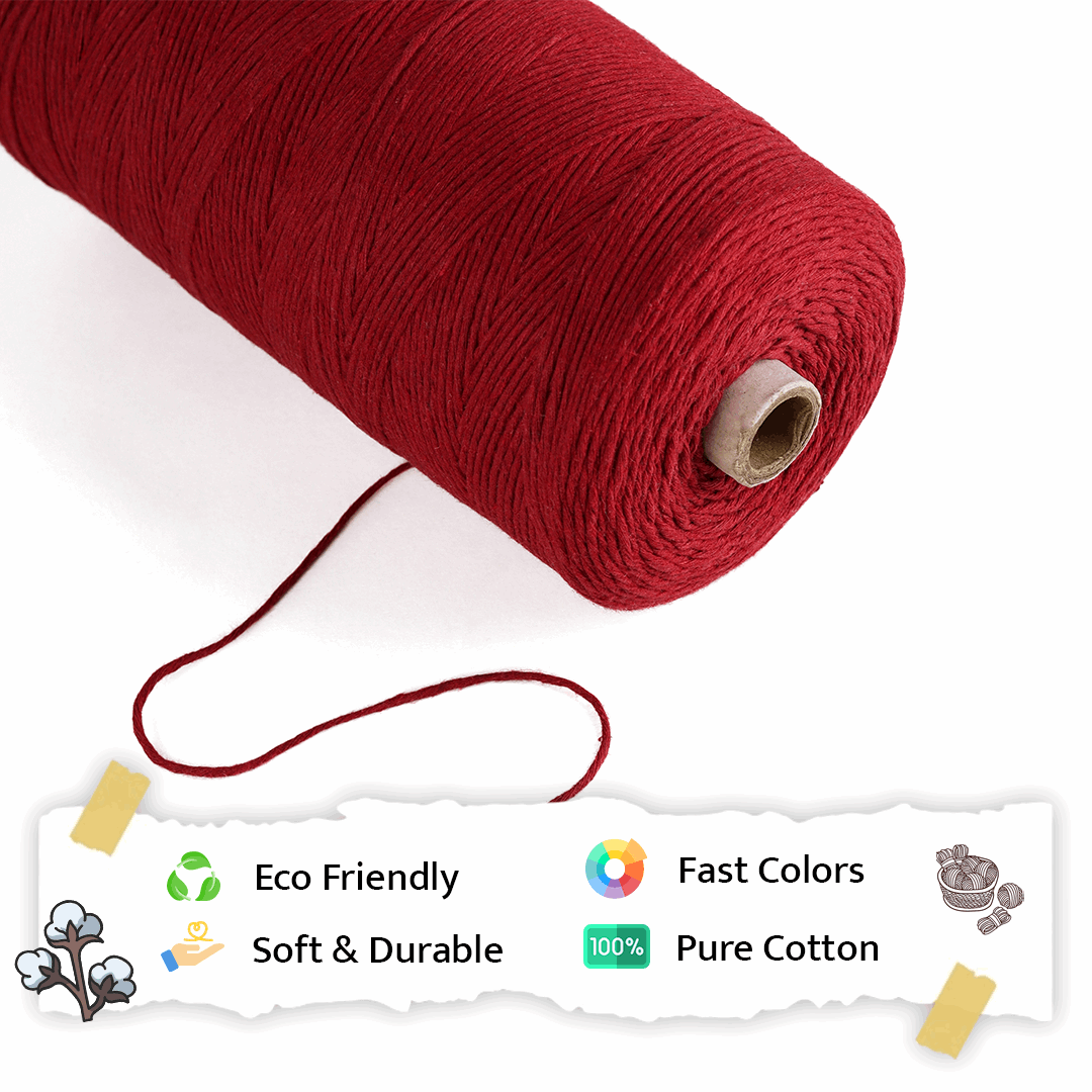 1mm Single Strand | Red | 750 Metres | 1kg Spool | Cotton | No 15