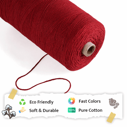 1mm Single Strand | Red | 750 Metres | 1kg Spool | Cotton | No 15