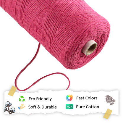 1mm Single Strand | Hot Pink | 750 Metres | 1kg Spool | Cotton |No 16