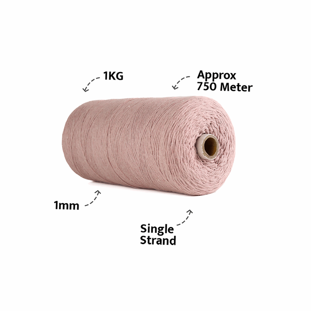 1mm Single Strand | Baby Pink | 750 Metres | 1kg Spool | Cotton |No 18