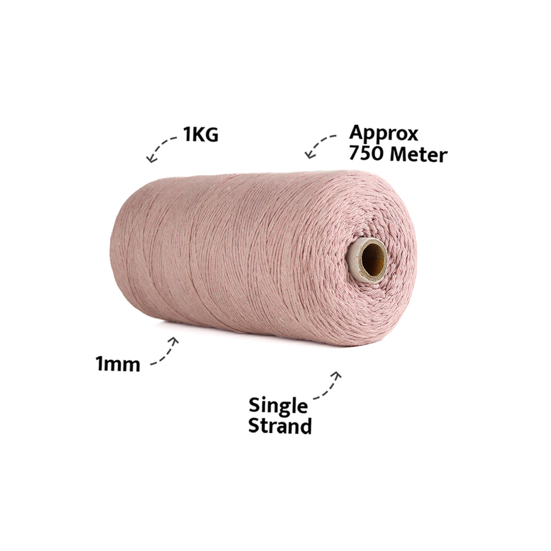 1mm Single Strand | Baby Pink | 750 Metres | 1kg Spool | Cotton |No 18