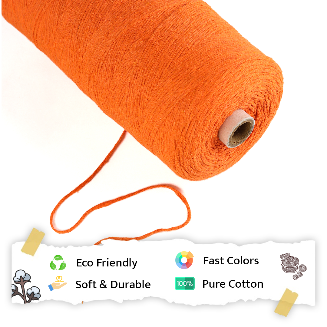 1mm Single Strand | Orange | 750 Metres | 1kg Spool | Cotton | No 19