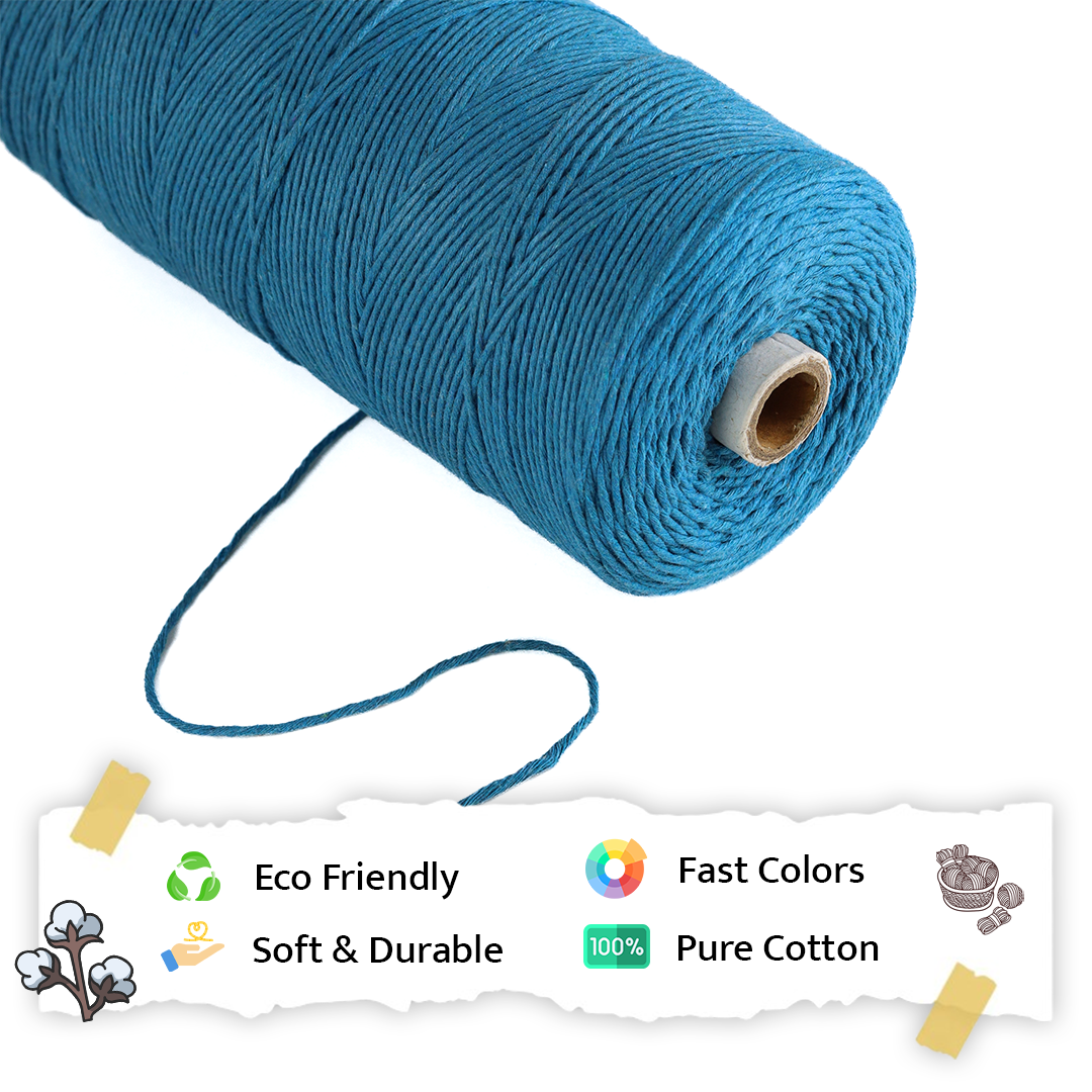 1mm Single Strand | Bright Blue | 750 Metres | 1kg Spool | Cotton |No 22