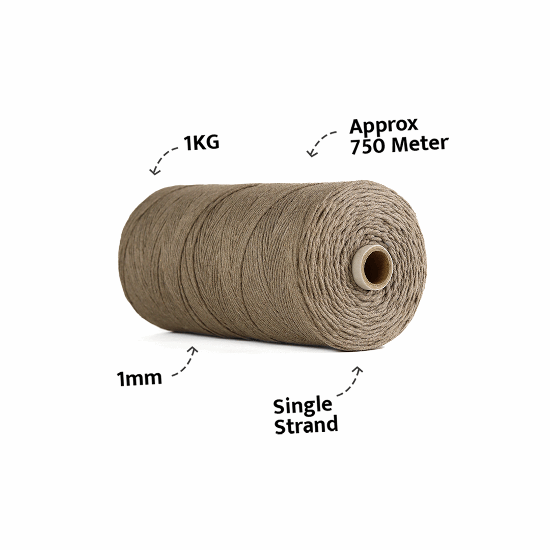 1mm Single Strand | Mud Colour | 750 Metres | 1kg Spool | Cotton |No 23