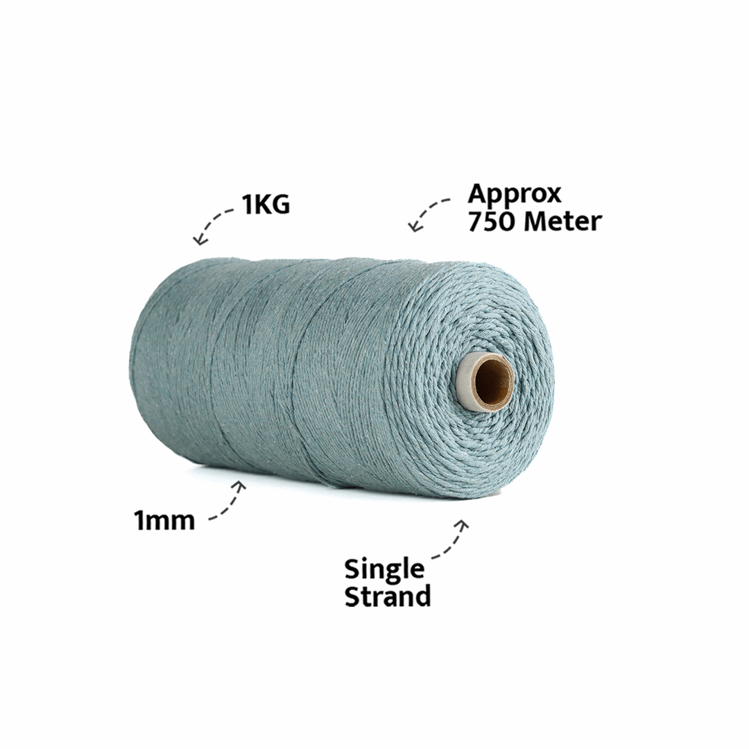 1mm Single Strand | Mint Blue | 750 Metres | 1kg Spool | Cotton |No 25