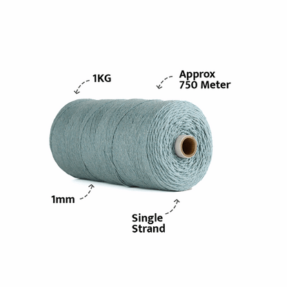1mm Single Strand | Mint Blue | 750 Metres | 1kg Spool | Cotton |No 25
