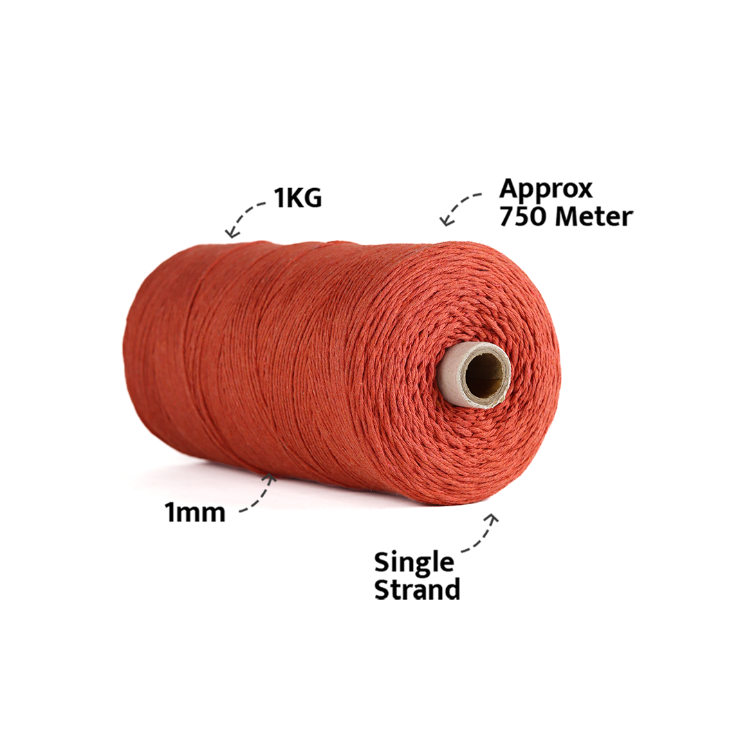 1mm Single Strand | Rust | 750 Metres | 1kg Spool | Cotton | No 28