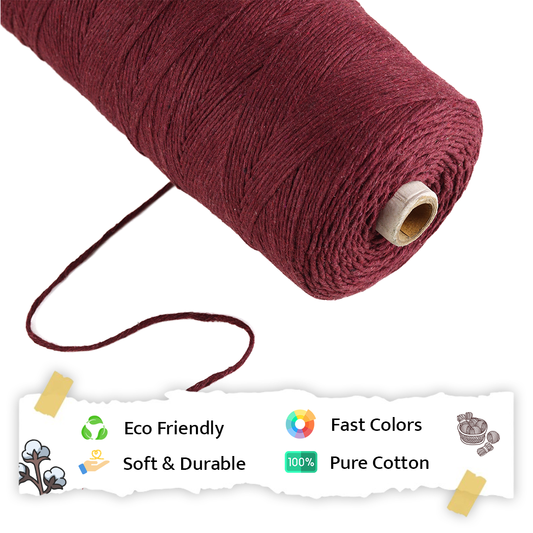 1mm Single Strand | Wine | 750 Metres | 1kg Spool | Cotton | No 29