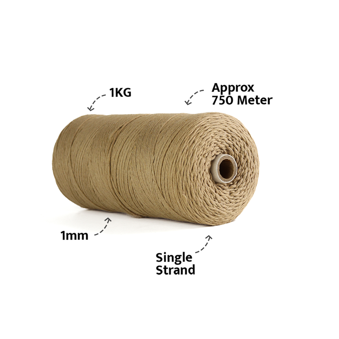 1mm Single Strand | Beige | 750 Metres | 1kg Spool | Cotton |No 30