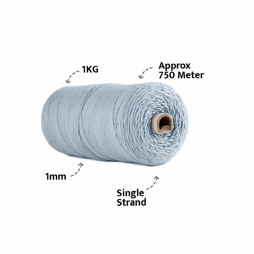 1mm Single Strand | Ice Blue | 750 Metres | 1kg Spool | Cotton |No 32