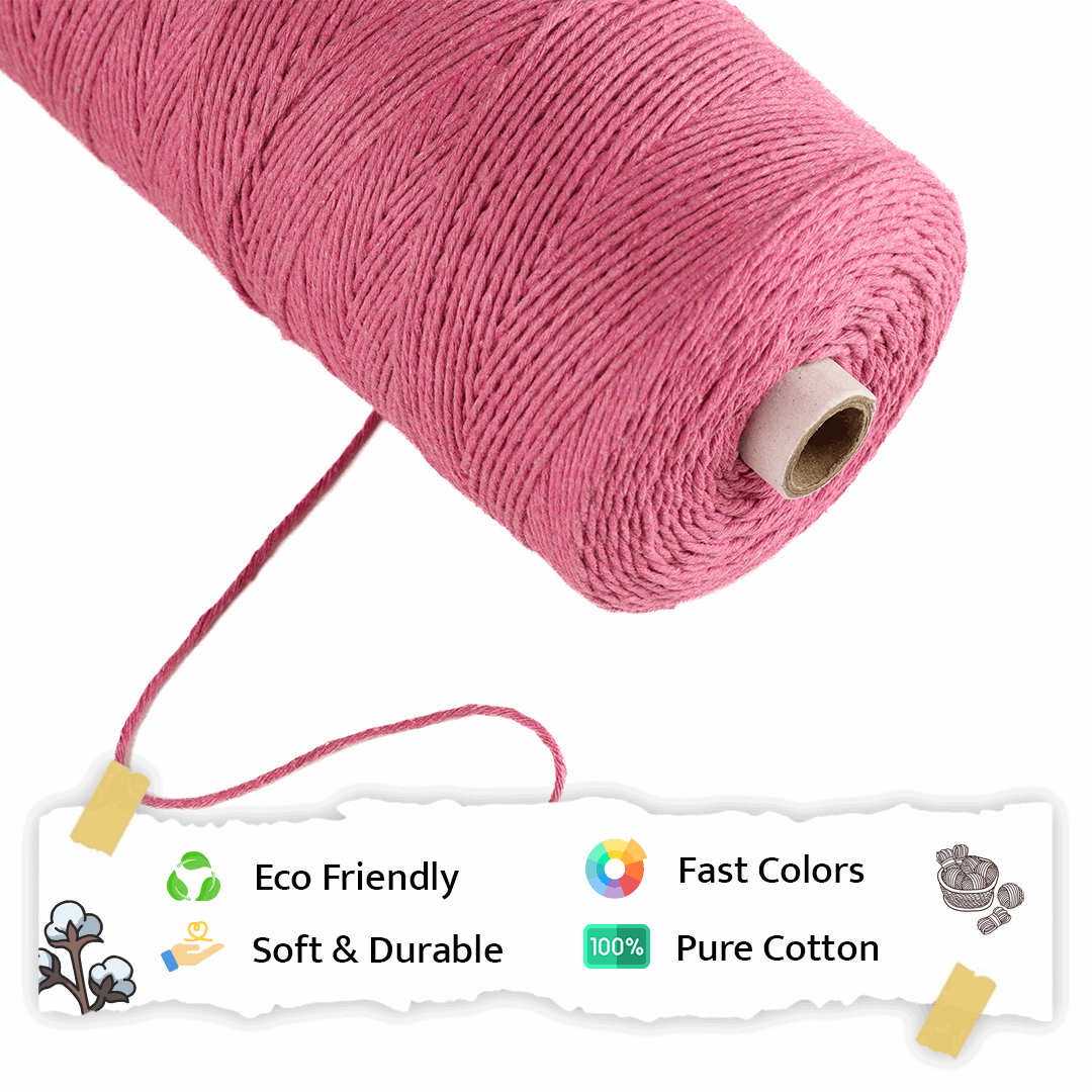 1mm Single Strand | Bright Pink | 750 Metres | 1kg Spool | Cotton |No 33