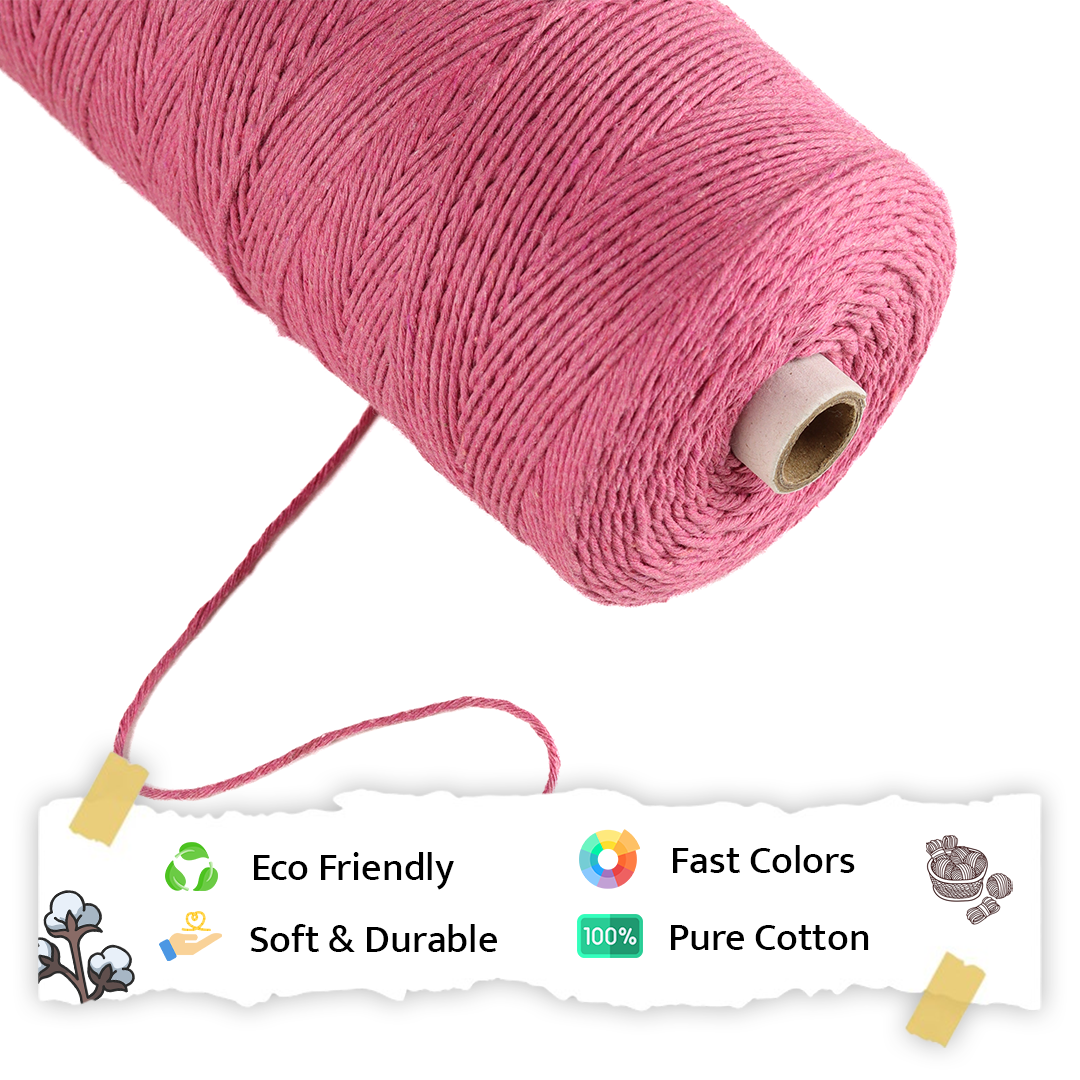 1mm Single Strand | Bright Pink | 750 Metres | 1kg Spool | Cotton |No 33