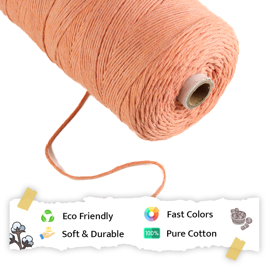 1mm Single Strand | Pastel Orange | 750 Metres | 1kg Spool | Cotton | No 34