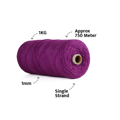 1mm Single Strand | Reddish Purple | 750 Metres | 1kg Spool | Cotton | No 36