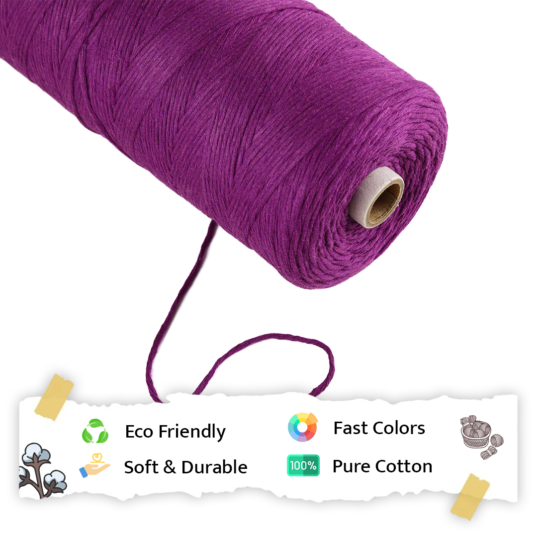 1mm Single Strand | Reddish Purple | 750 Metres | 1kg Spool | Cotton | No 36