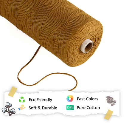 1mm Single Strand | Golden Mustard | 750 Metres | 1kg Spool | Cotton |No 37