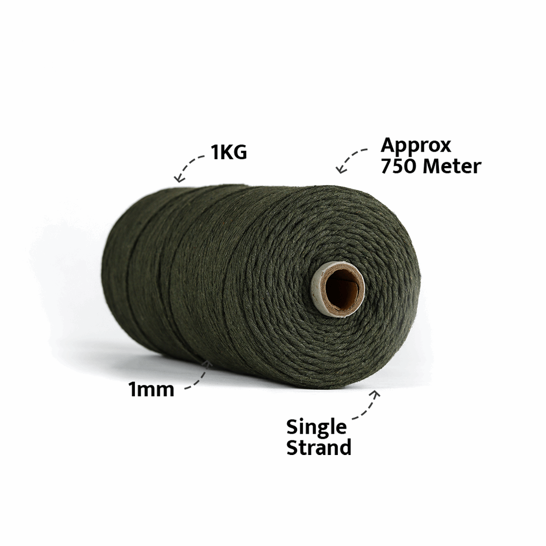 1mm Single Strand | Army Green | 750 Metres | 1kg Spool | Cotton |No 38