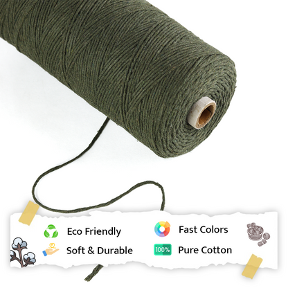 1mm Single Strand | Army Green | 750 Metres | 1kg Spool | Cotton |No 38