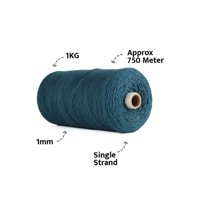 1mm Single Strand | Teal Blue | 750 Metres | 1kg Spool | Cotton | No 39