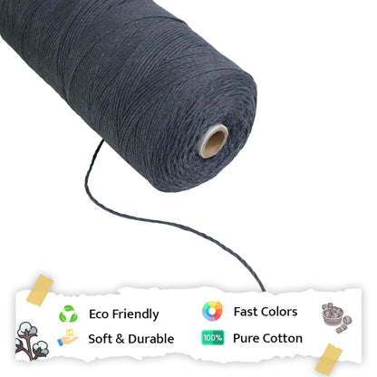 1mm Twisted (3Ply) | Dark Grey | 750 Metres | 1kg Spool | Cotton | No 02