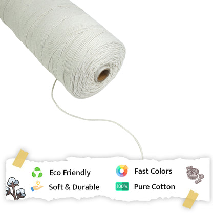 1mm Twisted (3Ply) | Off White | 750 Metres | 1kg Spool | Cotton | No 04