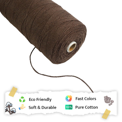 1mm Twisted (3Ply) | Coffee Brown | 750 Metres | 1kg Spool | Cotton | No 05