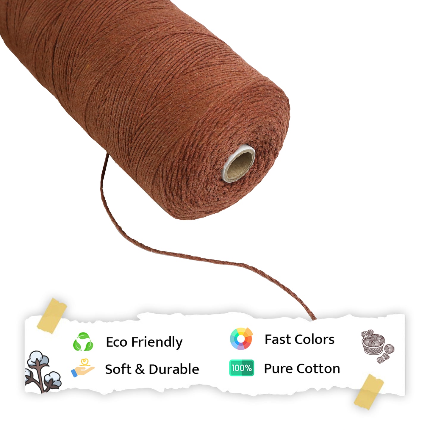 1mm Twisted (3Ply) | Chocolate Brown | 750 Metres | 1kg Spool | Cotton | No 06