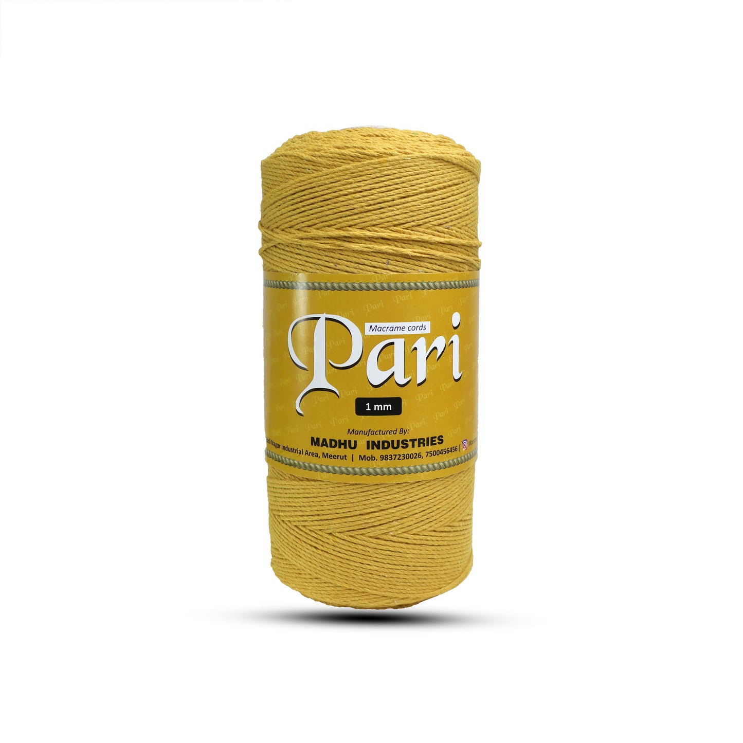 1mm Twisted (3Ply) | Mustard | 750 Metres | 1kg Spool | Cotton | No 07