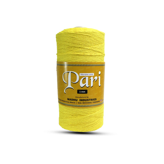 1mm Twisted (3Ply) | Yellow | 750 Metres | 1kg Spool | Cotton | No 08