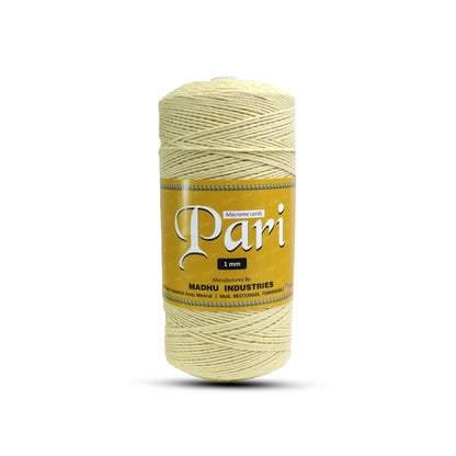 1mm Twisted (3Ply) | Light Yellow | 750 Metres | 1kg Spool | Cotton | No 09