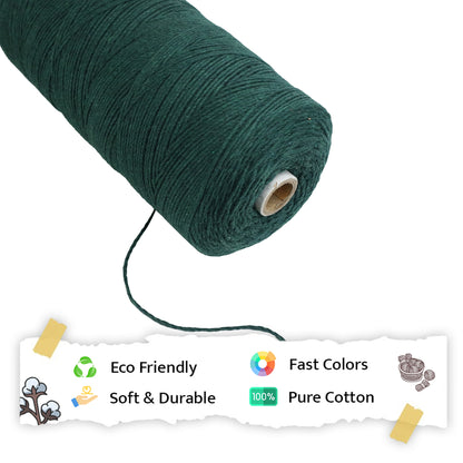 1mm Twisted (3Ply) | Forest Green | 750 Metres | 1kg Spool | Cotton | No 10