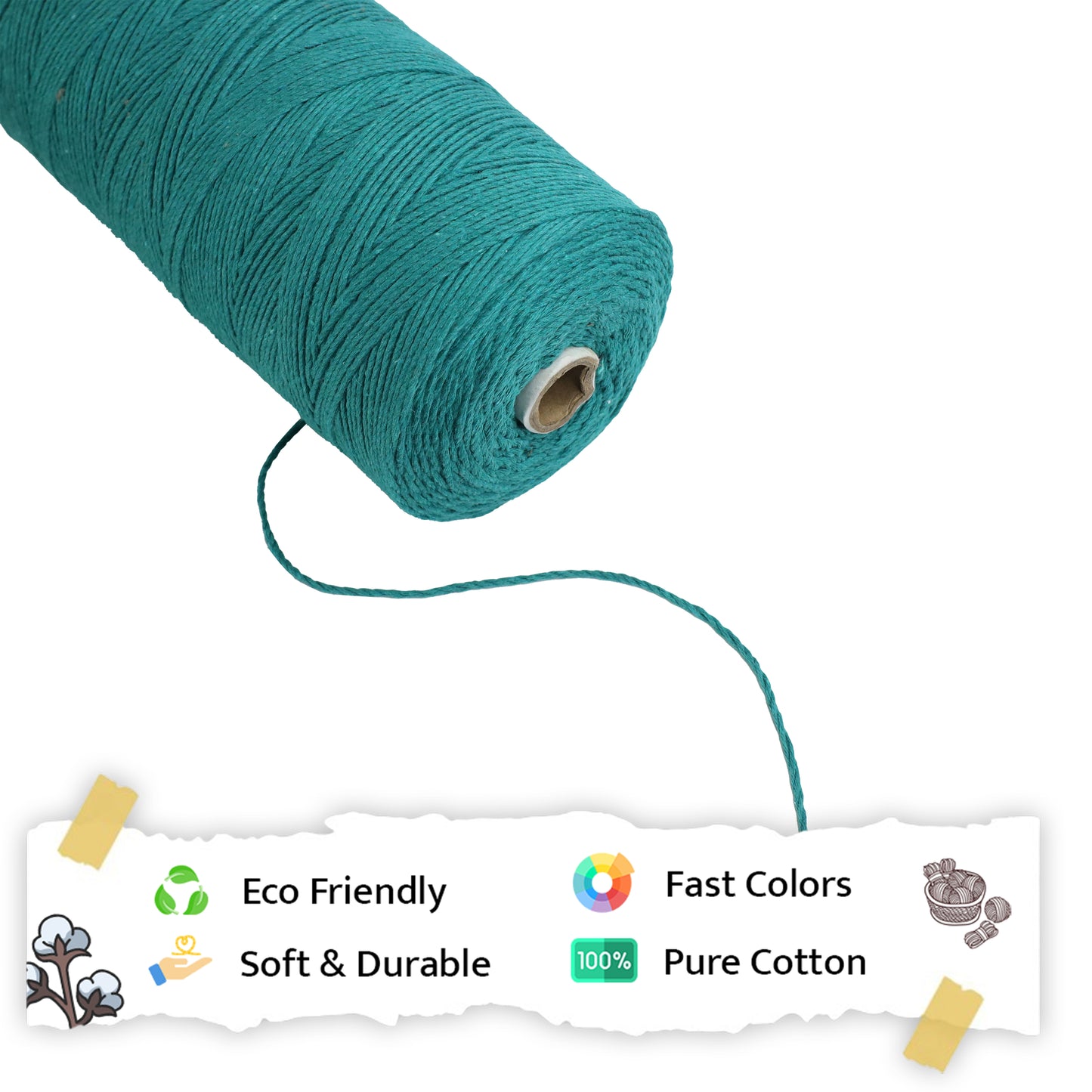 1mm Twisted (3Ply) | Sea Green | 750 Metres | 1kg Spool | Cotton | No 12