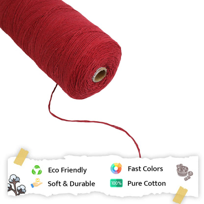 1mm Twisted (3Ply) | Red | 750 Metres | 1kg Spool | Cotton | No 15