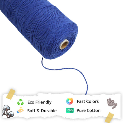 1mm Twisted (3Ply) | Sapphire Blue | 750 Metres | 1kg Spool | Cotton | No 20