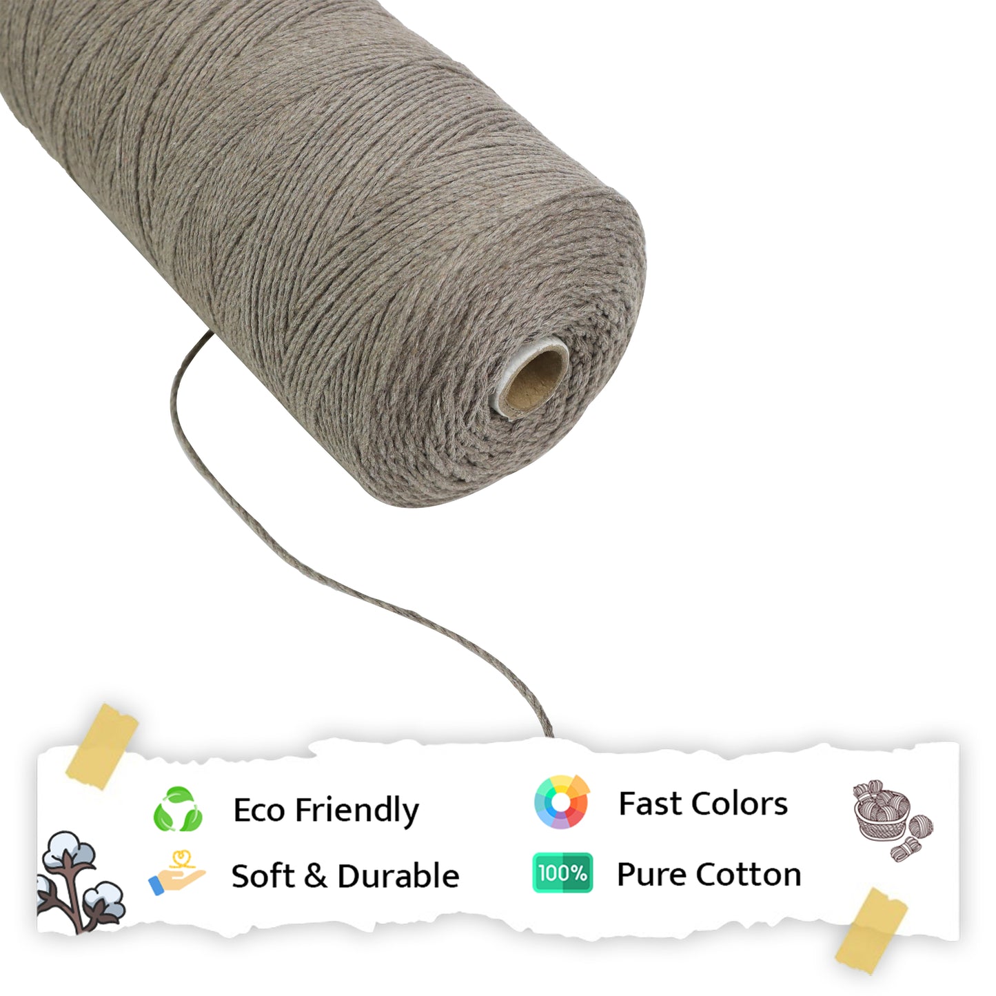 1mm Twisted (3Ply) | Mud Colour | 750 Metres | 1kg Spool | Cotton | No 23