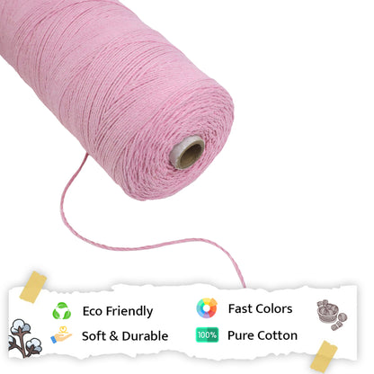 1mm Twisted (3Ply) | Bubblegum Pink | 750 Metres | 1kg Spool | Cotton | No 26