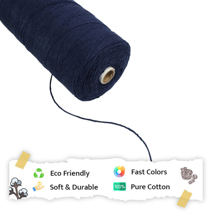 1mm Twisted (3Ply) | Dark Blue | 750 Metres | 1kg Spool | Cotton | No 27