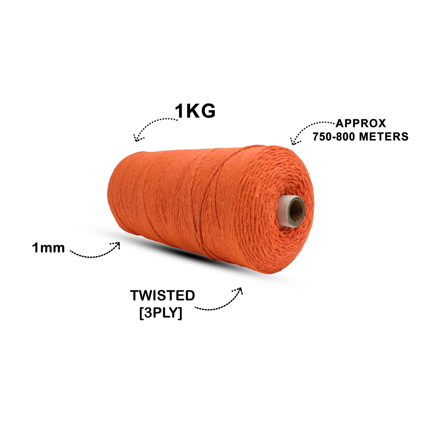 1mm Twisted (3Ply) | Rust | 750 Metres | 1kg Spool | Cotton | No 28