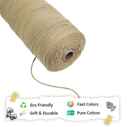 1mm Twisted (3Ply) | Beige | 750 Metres | 1kg Spool | Cotton | No 30