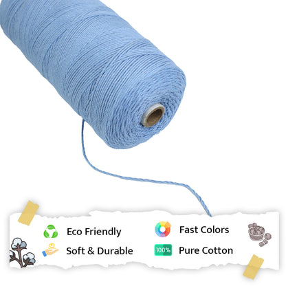 1mm Twisted (3Ply) | Ice Blue | 750 Metres | 1kg Spool | Cotton | No 32