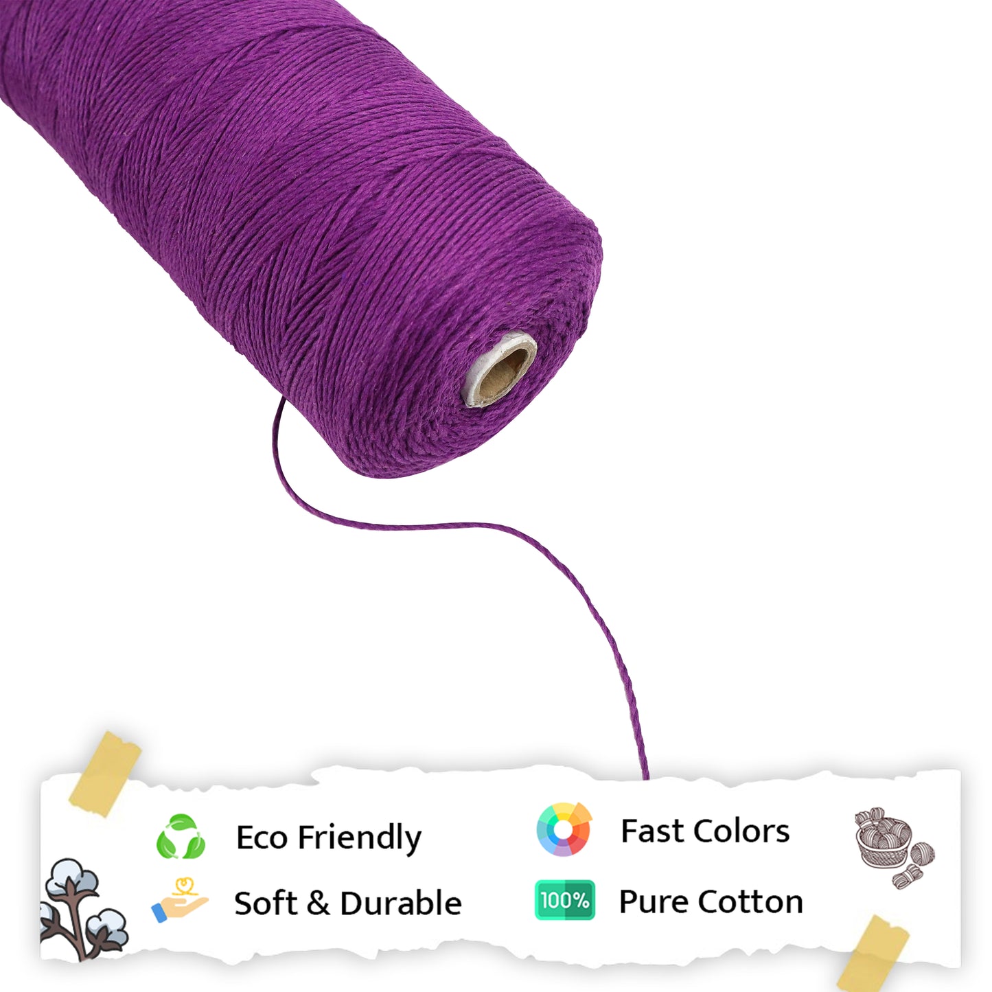 1mm Twisted (3Ply) | Reddish Purple | 750 Metres | 1kg Spool | Cotton | No 36