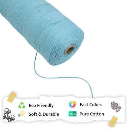 1mm Twisted (3Ply) | Aqua Blue | 750 Metres | 1kg Spool | Cotton | No 40