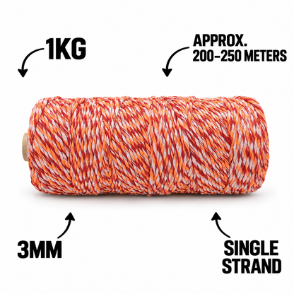 3mm Single Strand Multicolor | Tropical Sunrise | Approx 200 - 250 Metres | 1kg Spool